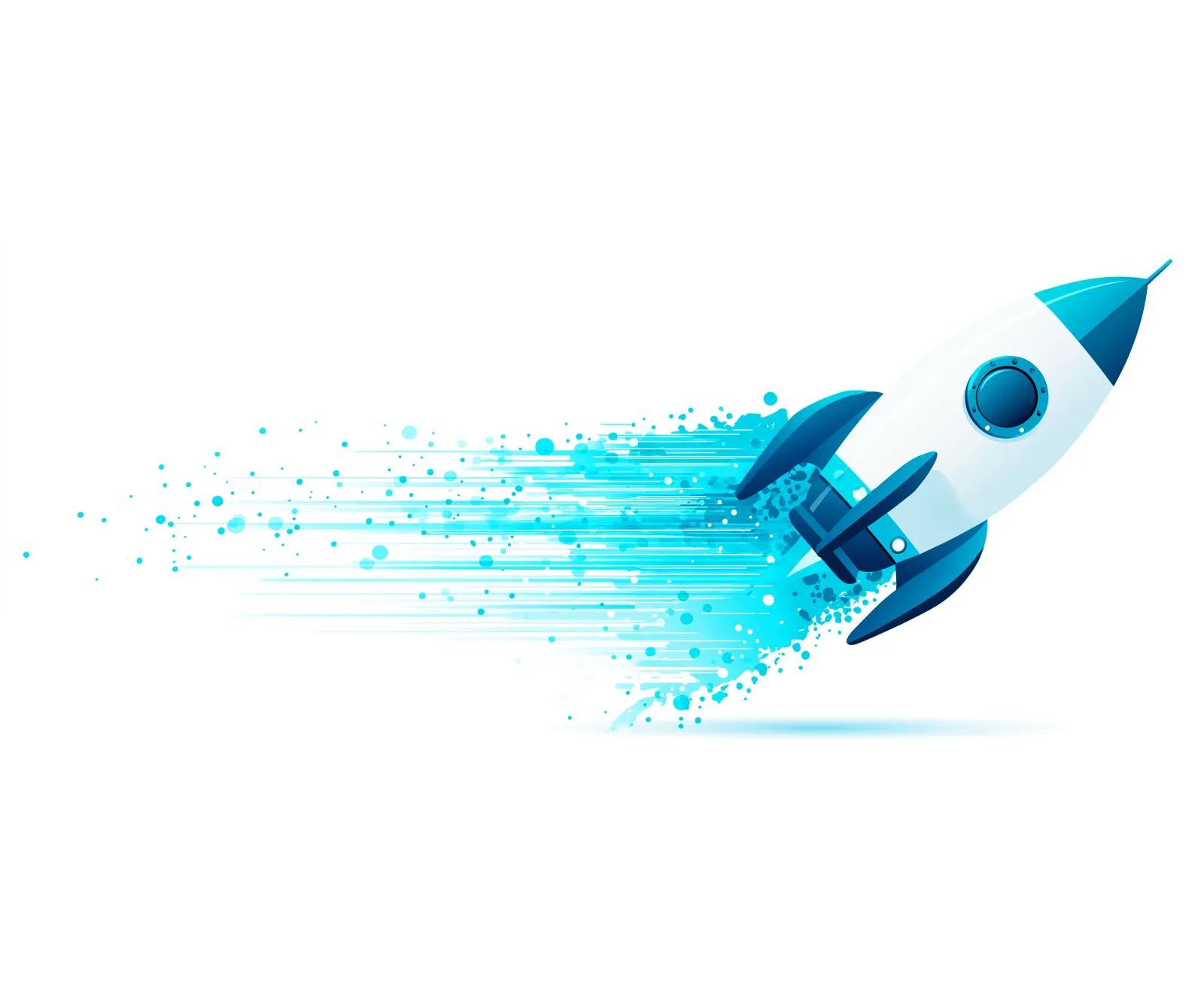 Blu Frame rocket blasting off with AI-powered speed trails.